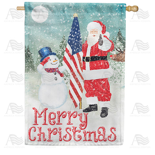 Merry Christmas USA House Flag Just For Fun Flags