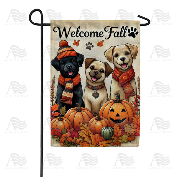 Welcome Fall Puppy Garden Flag