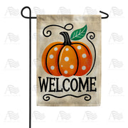 Welcome Polka Dot Pumpkin Garden Flag