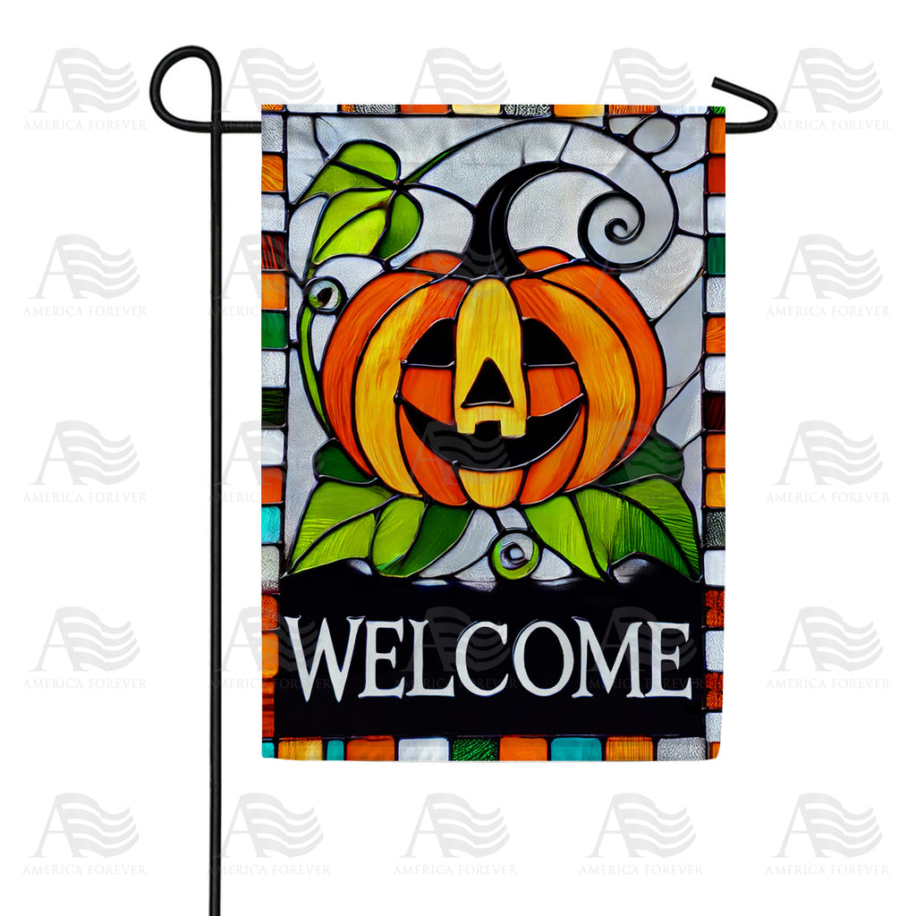 Stained Glass Pumpkin Garden Flag