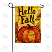 Stained Glass Hello Fall Garden Flag