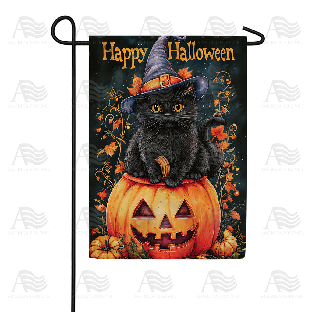 Happy Halloween Black Cat Garden Flag