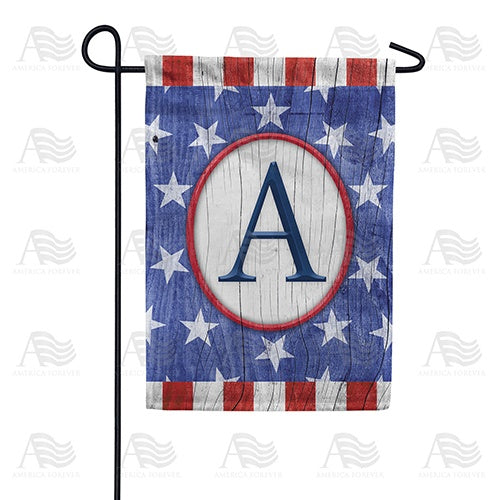 All American Old Wood Monogram Garden Flag