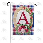 Roses On Wood Frame Monogram Garden Flag