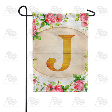 Country Roses Monogram Garden Flag