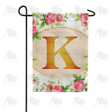 Country Roses Monogram Garden Flag