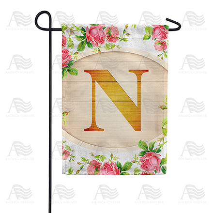 Country Roses Monogram Garden Flag