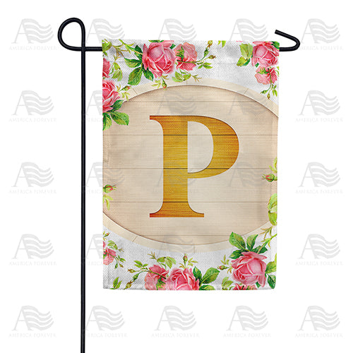 Country Roses Monogram Garden Flag