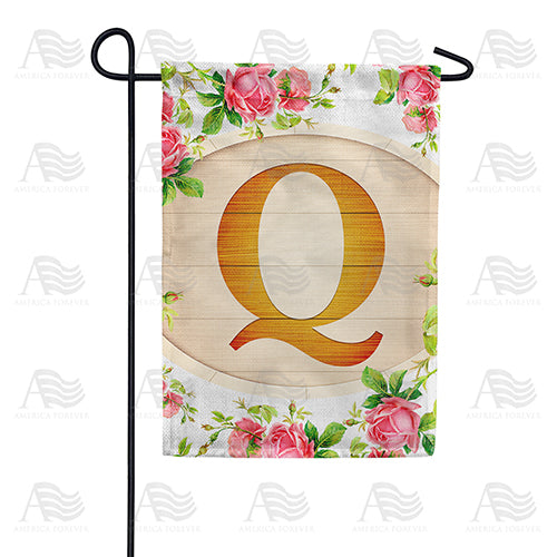 Country Roses Monogram Garden Flag