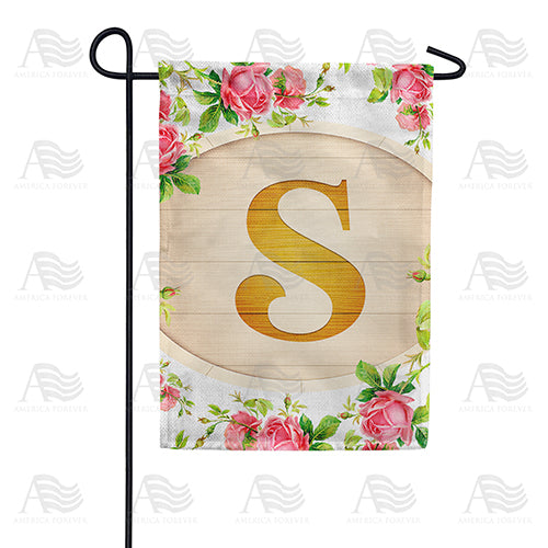 Country Roses Monogram Garden Flag