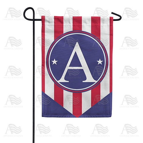 Red, White And Blue Emblem Monogram Garden Flag