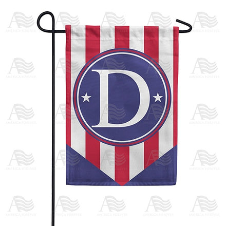 Red, White And Blue Emblem Monogram Garden Flag