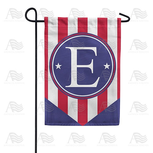 Red, White And Blue Emblem Monogram Garden Flag