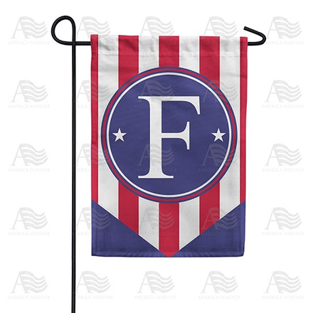 Red, White And Blue Emblem Monogram Garden Flag