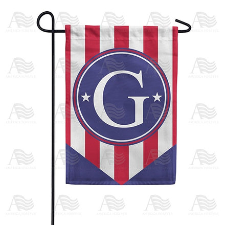 Red, White And Blue Emblem Monogram Garden Flag