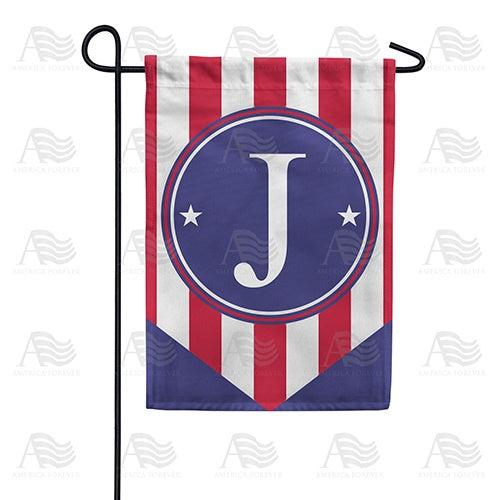 Red, White And Blue Emblem Monogram Garden Flag