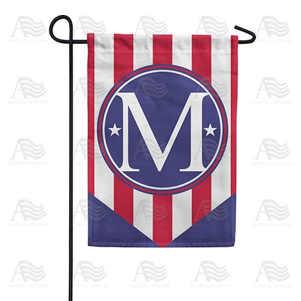 Red, White And Blue Emblem Monogram Garden Flag