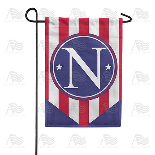 Red, White And Blue Emblem Monogram Garden Flag