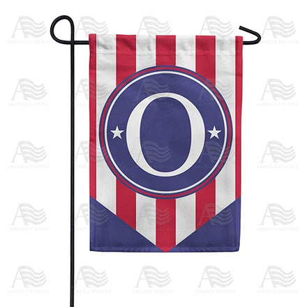 Red, White And Blue Emblem Monogram Garden Flag