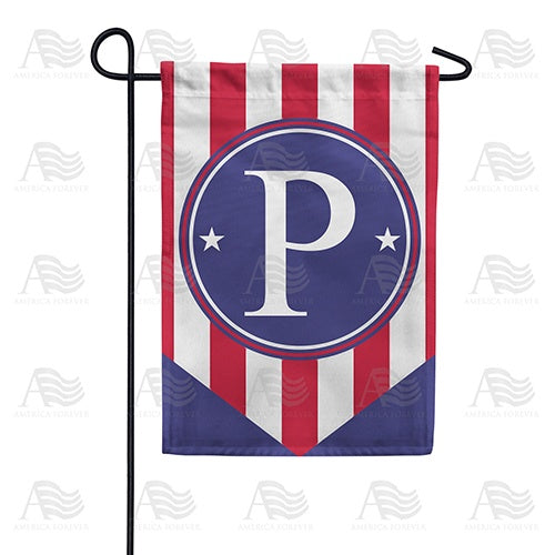 Red, White And Blue Emblem Monogram Garden Flag