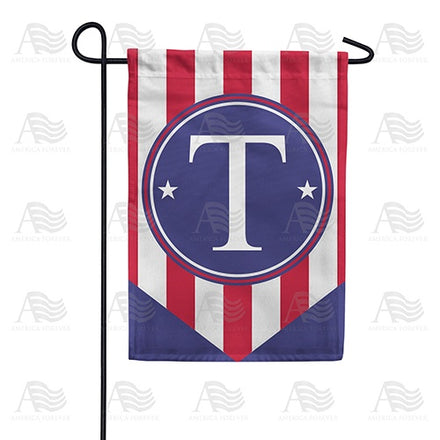 Red, White And Blue Emblem Monogram Garden Flag