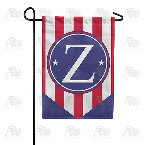 Red, White And Blue Emblem Monogram Garden Flag