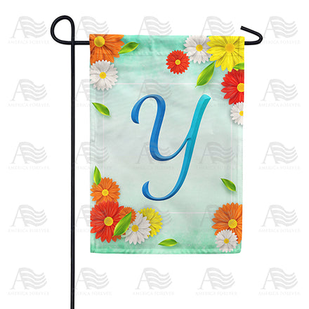 Bright Cosmos Monogram Garden Flag