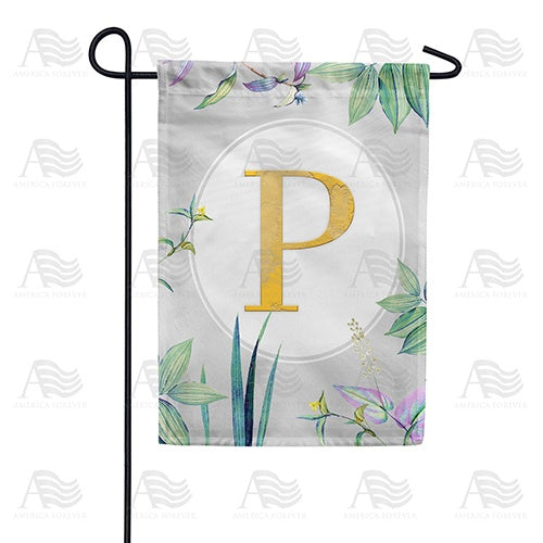 Simply Golden Monogram Garden Flag