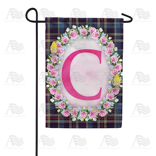 Burst Of Pink Monogram Garden Flag