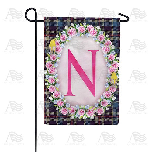 Burst Of Pink Monogram Garden Flag