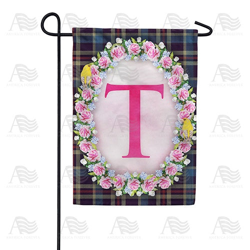 Burst Of Pink Monogram Garden Flag