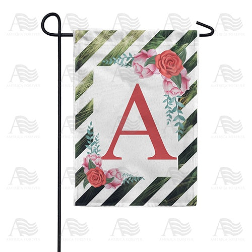 White Lattice Monogram Garden Flag