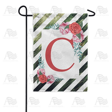 White Lattice Monogram Garden Flag