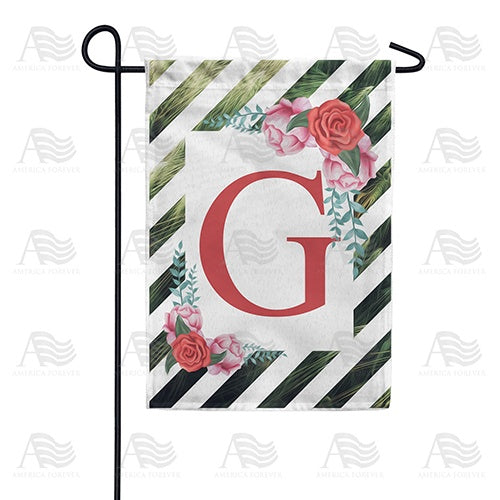 White Lattice Monogram Garden Flag