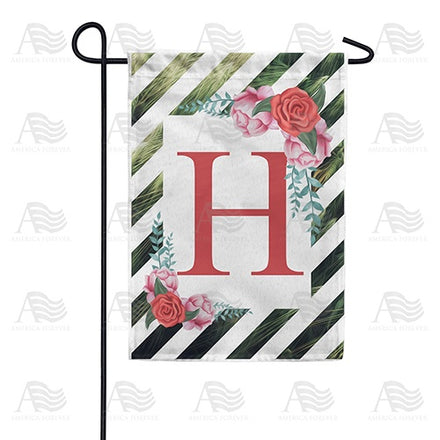 White Lattice Monogram Garden Flag