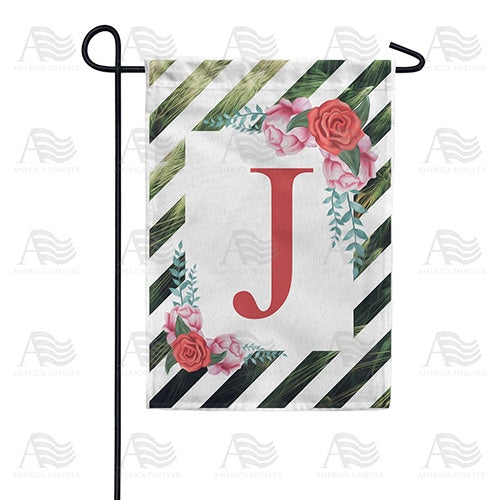 White Lattice Monogram Garden Flag