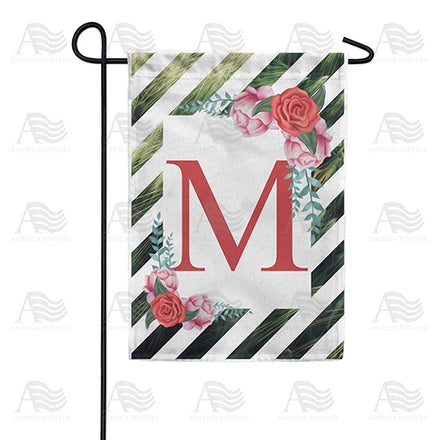 White Lattice Monogram Garden Flag