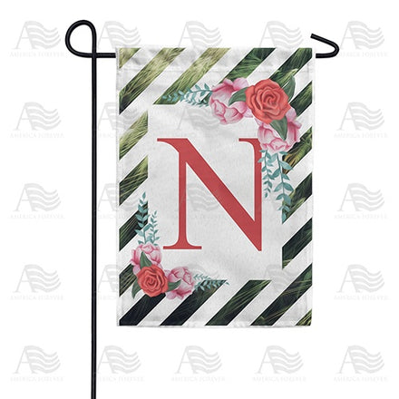 White Lattice Monogram Garden Flag