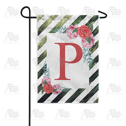 White Lattice Monogram Garden Flag