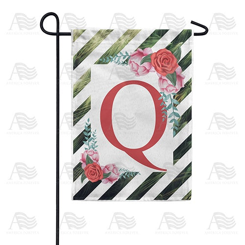 White Lattice Monogram Garden Flag