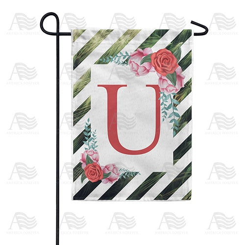 White Lattice Monogram Garden Flag