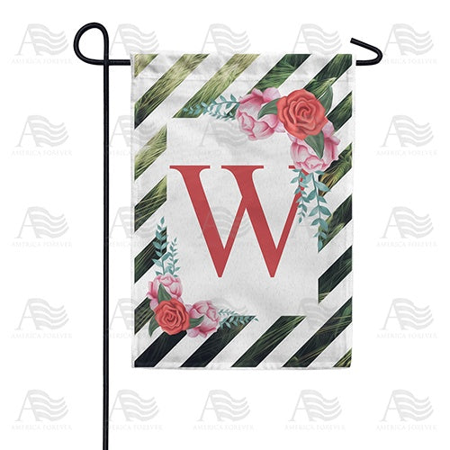 White Lattice Monogram Garden Flag