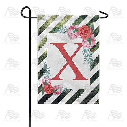 White Lattice Monogram Garden Flag