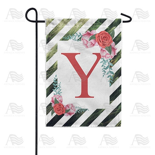 White Lattice Monogram Garden Flag