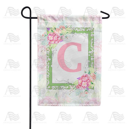 Watercolor Hydrangea Monogram Garden Flag