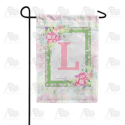 Watercolor Hydrangea Monogram Garden Flag