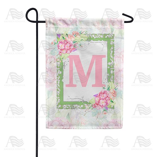 Watercolor Hydrangea Monogram Garden Flag