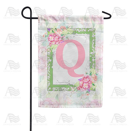 Watercolor Hydrangea Monogram Garden Flag