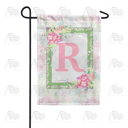 Watercolor Hydrangea Monogram Garden Flag