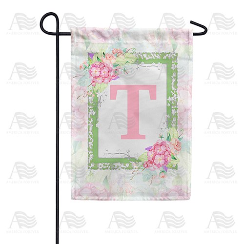 Watercolor Hydrangea Monogram Garden Flag